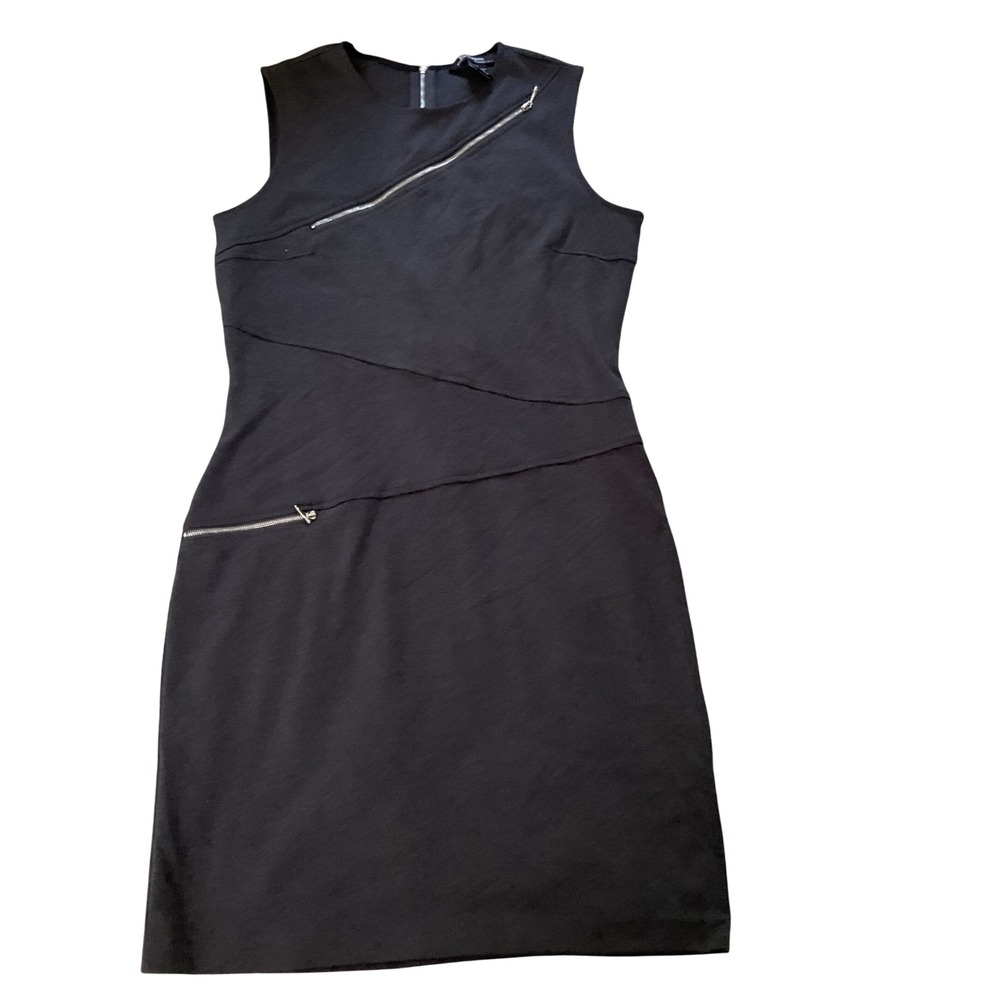 Sharagano Studio Womens Gray Sleeveless Zipper Accent Sheath Dress Size 10